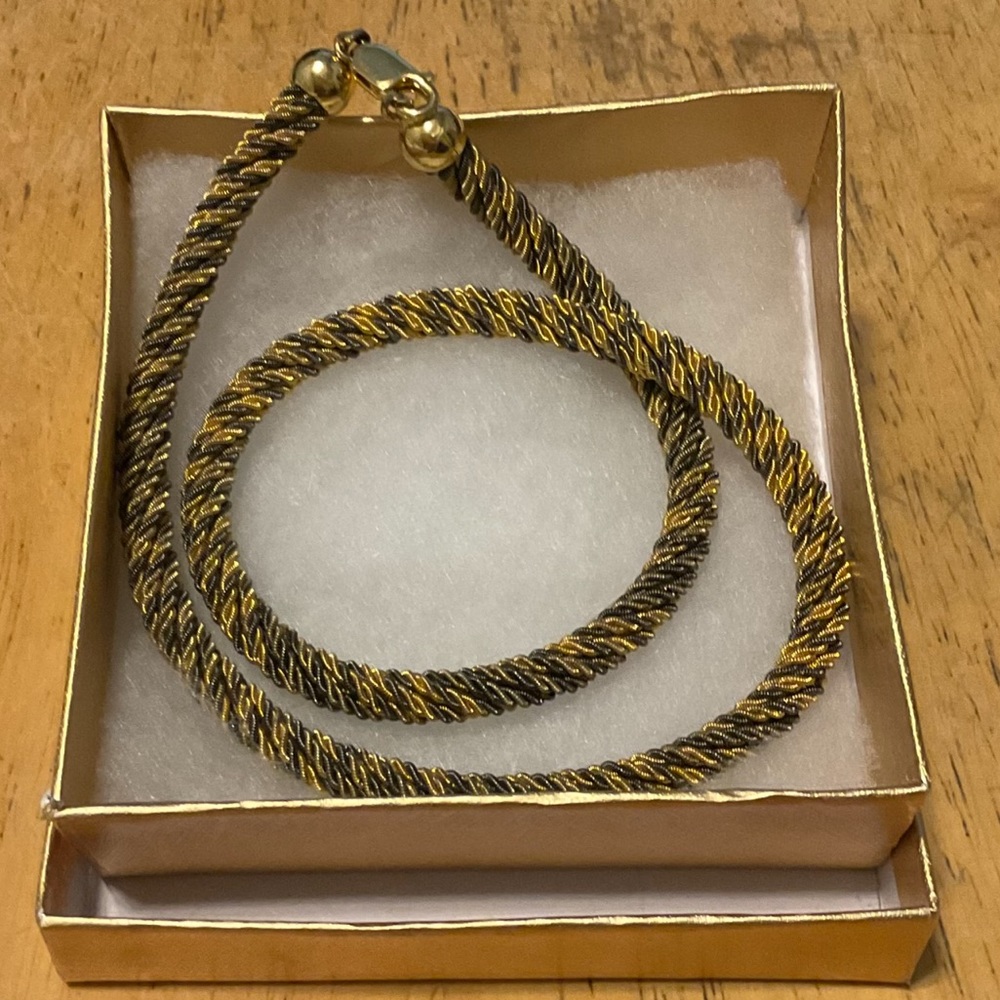 🟣Vintage Sterling Silver Woven Necklace Gold & Grey